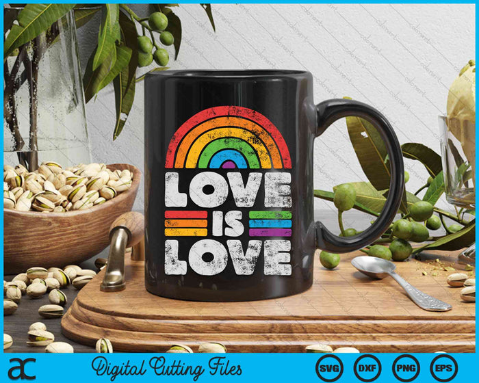 Vintage LGBTQ Love Is Love Gay Pride LGBT Ally Rainbow Flag SVG PNG Digital Cutting Files