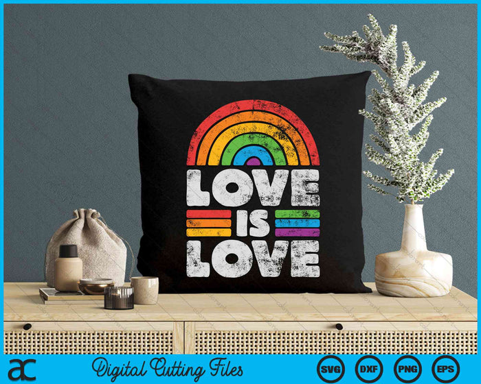 Vintage LGBTQ Love Is Love Gay Pride LGBT Ally Rainbow Flag SVG PNG Digital Cutting Files