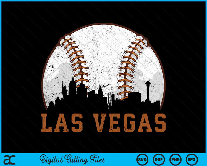 Vintage Las Vegas Cityscape Baseball SVG PNG Digital Printable Files