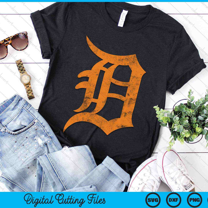 Vintage Letter D Detroit Michigan 313 Area Code SVG PNG Digital Cutting Files