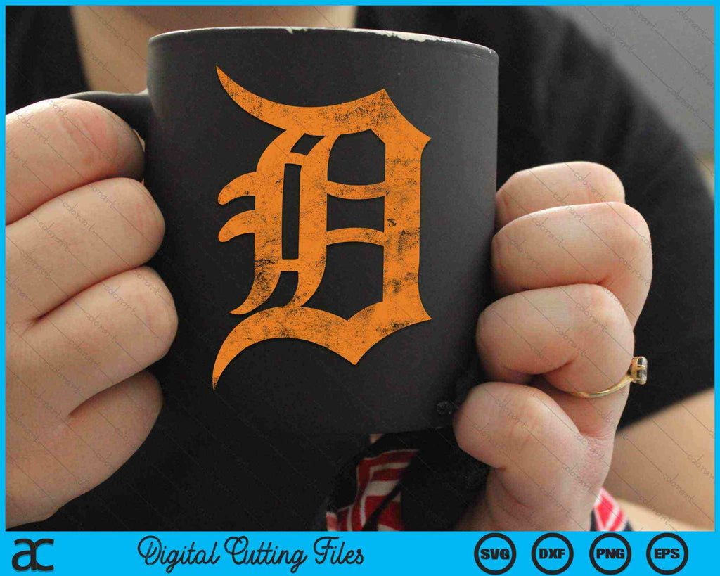 Vintage Letter D Detroit Michigan 313 Area Code SVG Cutting Files ...