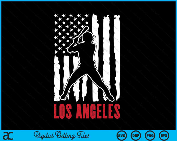 Vintage Los Angeles American Flag Distressed Baseball SVG PNG Digital Cutting Files