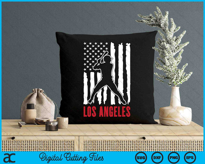 Vintage Los Angeles American Flag Distressed Baseball SVG PNG Digital Cutting Files