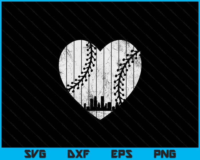 Vintage Los Angeles Baseball Heart With Skyline SVG PNG Digital Cutting File