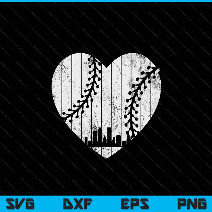 Vintage Los Angeles baseball heart with skyline SVG cut file