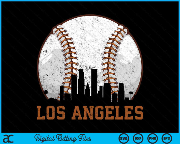 Vintage Los Angeles Cityscape Baseball SVG PNG Digital Printable Files