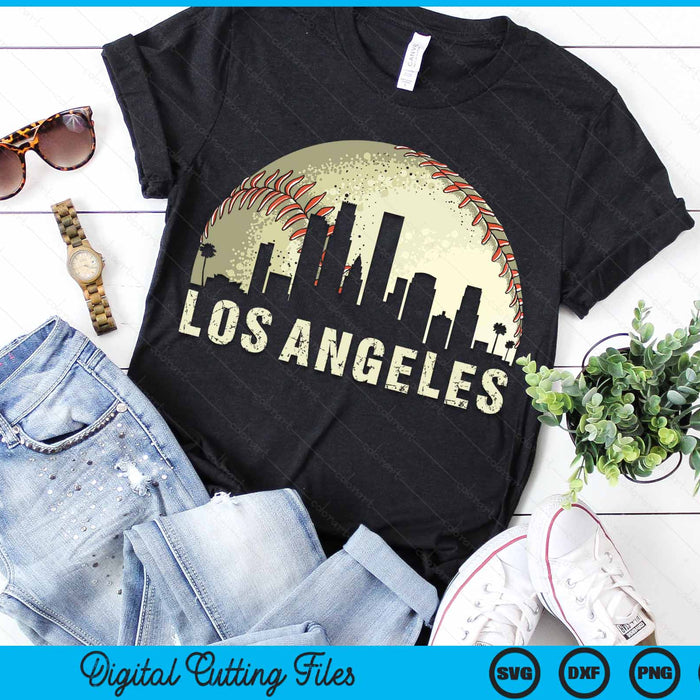 Vintage Los Angeles Cityscape Baseball Lover SVG PNG Cutting Printable Files