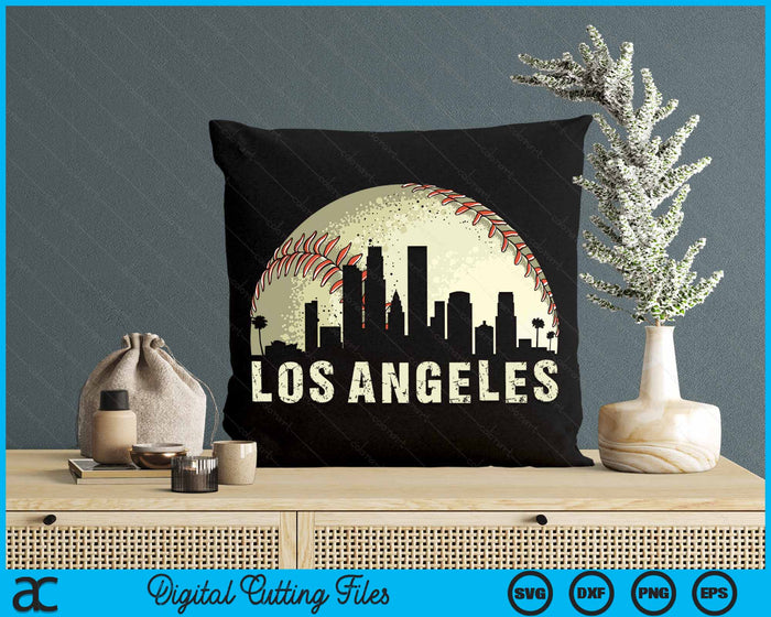 Vintage Los Angeles Cityscape Baseball Lover SVG PNG Cutting Printable Files