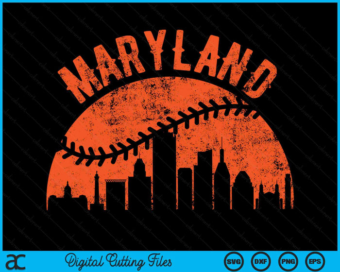 Vintage Maryland honkbal SVG PNG digitale snijbestanden 