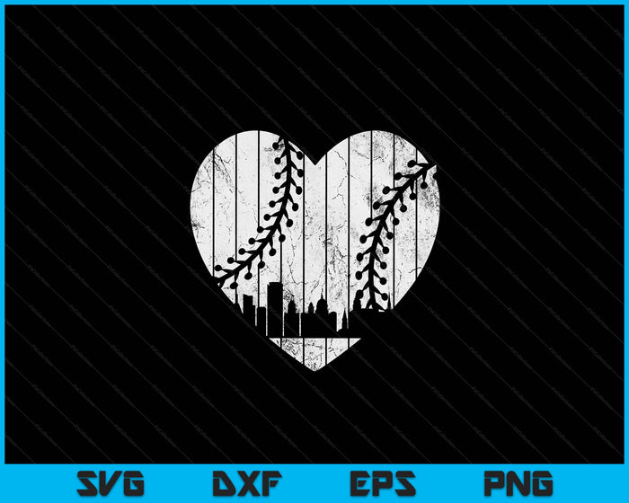 Vintage Maryland Baseball Heart with Skyline SVG PNG Digital Cutting File