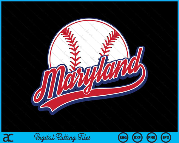 Vintage Maryland Cityscape honkbal SVG PNG digitale snijbestanden