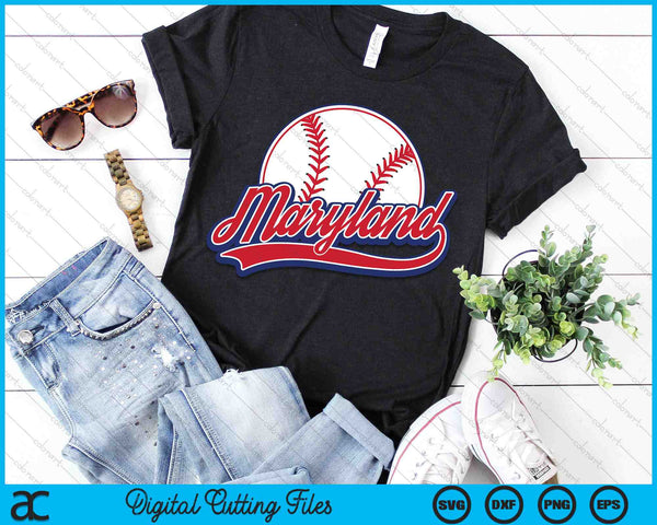 Vintage Maryland Cityscape Baseball SVG PNG Digital Cutting Files