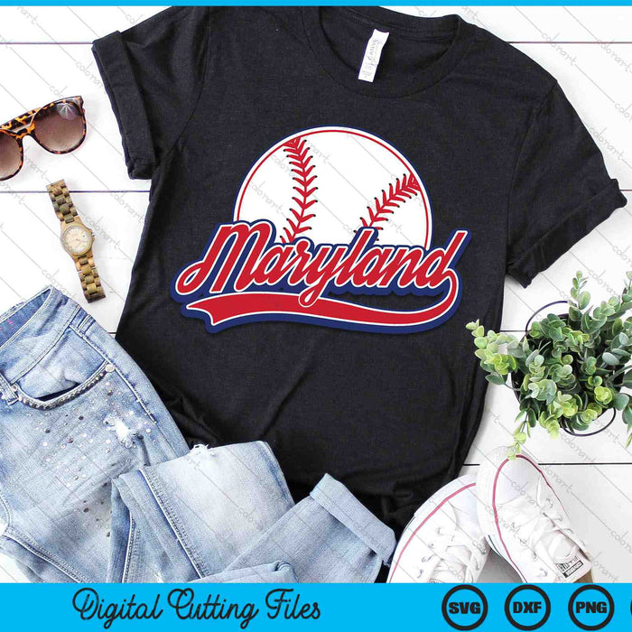 Vintage Maryland Cityscape Baseball SVG PNG Digital Cutting Files