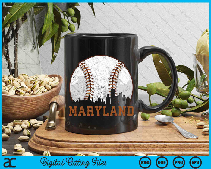 Vintage Maryland Cityscape Baseball SVG PNG Digital Printable Files