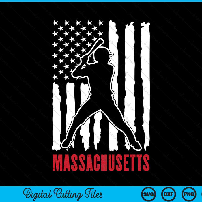 Vintage Massachusetts American flag distressed baseball SVG cut file