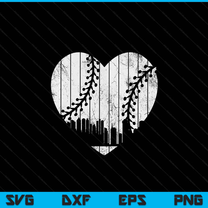 Vintage Massachusetts baseball heart with skyline SVG PNG cut file for Cricut