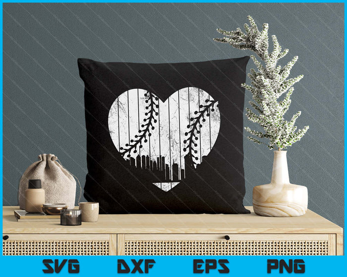 Vintage Massachusetts Baseball Heart With Skyline SVG PNG Digital Cutting File