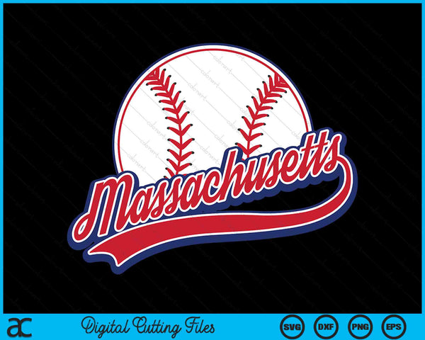 Vintage Massachusetts Cityscape Baseball SVG PNG Digital Cutting Files