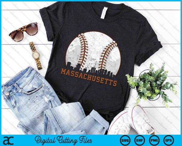 Vintage Massachusetts Cityscape Baseball SVG PNG Digital Printable Files