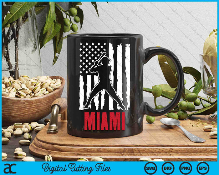 Vintage Miami American Flag Distressed Baseball SVG PNG Digital Cutting Files