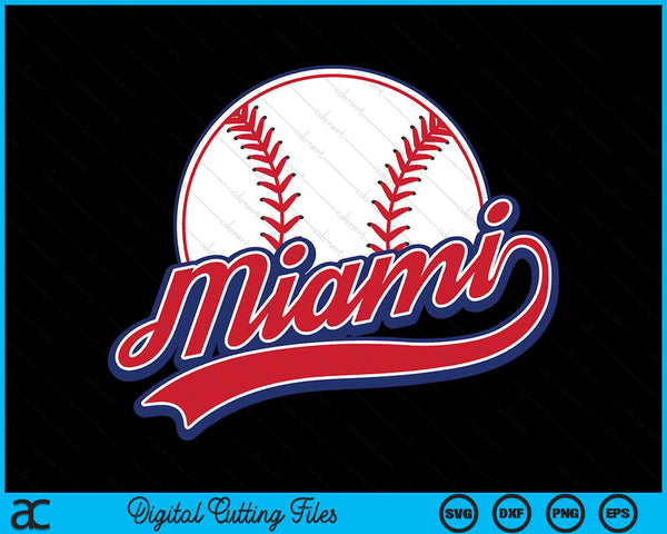 Vintage Miami Cityscape Baseball SVG PNG Digital Cutting Files