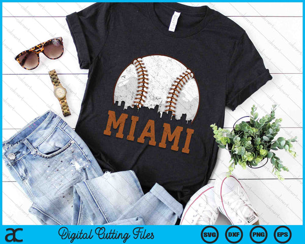 Vintage Miami Cityscape Baseball SVG PNG Digital Printable Files