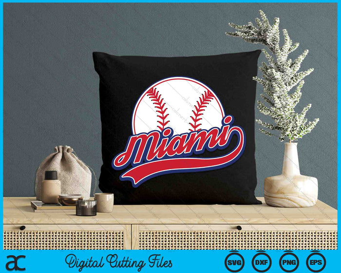 Vintage Miami Cityscape Baseball SVG PNG Digital Cutting Files