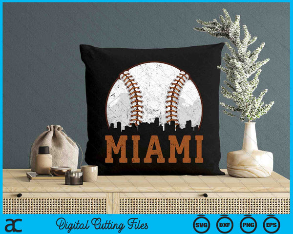 Vintage Miami Cityscape Baseball SVG PNG Digital Printable Files