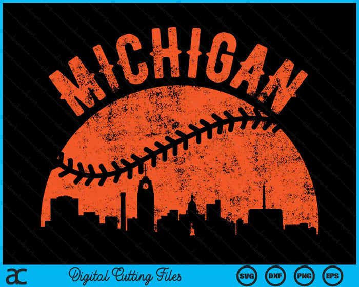 Vintage Michigan honkbal SVG PNG digitale snijbestanden 