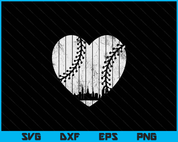 Vintage Michigan baseball heart with skyline SVG cut file