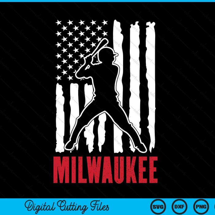 Vintage Milwaukee American Flag Distressed Baseball SVG PNG Digital Cutting Files