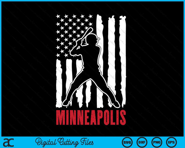 Vintage Minneapolis American Flag Distressed Baseball SVG PNG Digital Cutting Files