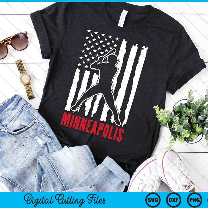 Vintage Minneapolis American Flag Distressed Baseball SVG PNG Digital Cutting Files