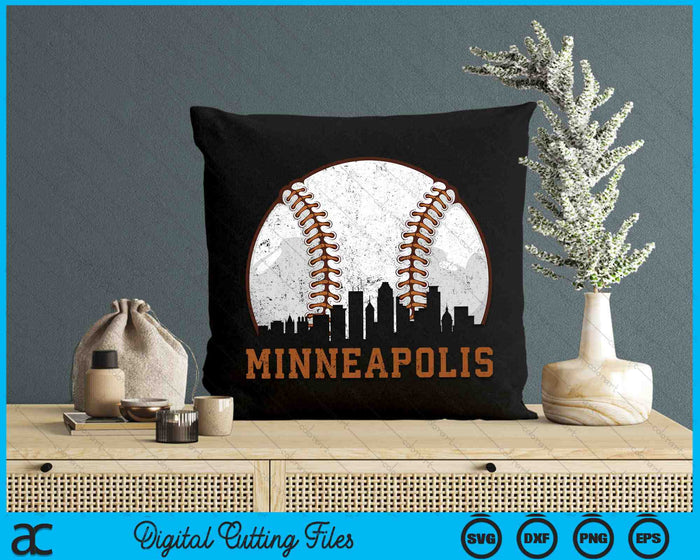 Vintage Minneapolis Cityscape Baseball SVG PNG Digital Printable Files