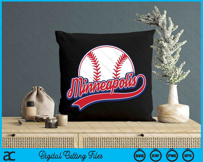 Vintage Minneapolis Cityscape Baseball SVG PNG Digital Cutting Files
