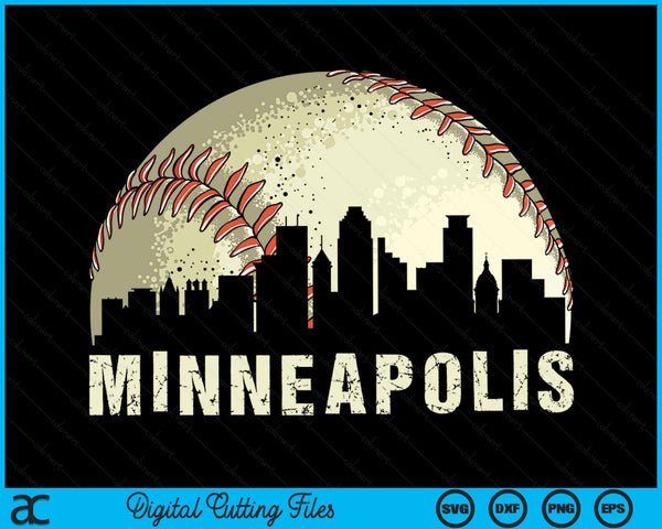 Vintage Minneapolis Cityscape Baseball Lover SVG PNG Cutting Printable Files