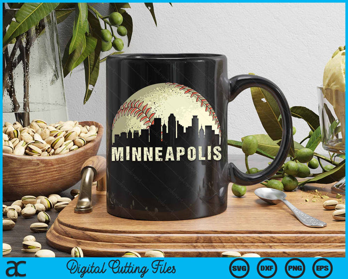 Vintage Minneapolis Cityscape Baseball Lover SVG PNG Cutting Printable Files