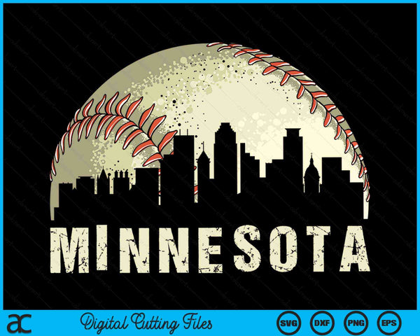 Vintage Minnesota Cityscape Baseball Lover SVG PNG Cutting Printable Files