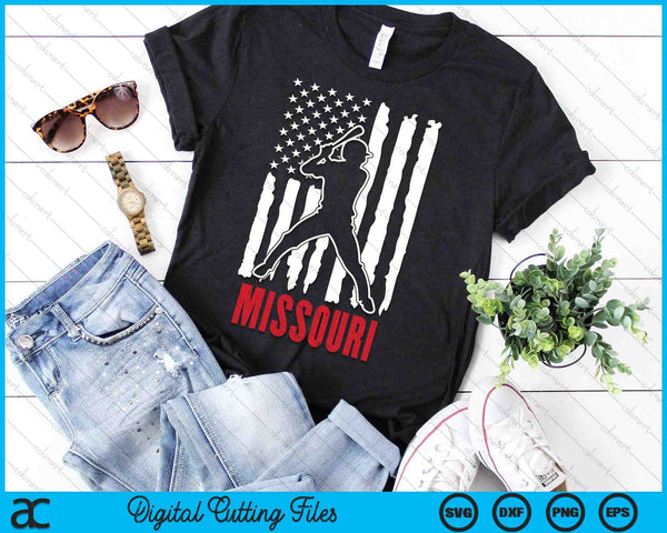 Vintage Missouri American Flag Distressed Baseball SVG PNG Digital Cutting Files