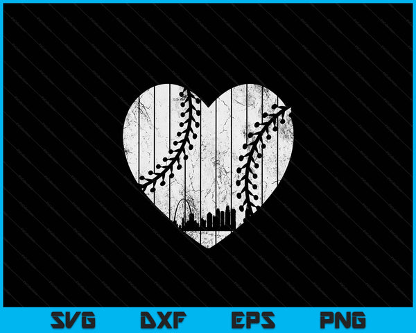 Vintage Missouri Baseball Heart With Skyline SVG PNG Digital Cutting Files