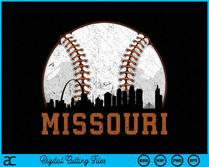 Vintage Missouri Cityscape Baseball SVG PNG Digital Printable Files