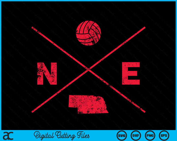 Vintage Nebraska volleybal noodlijdende SVG PNG digitale afdrukbare bestanden