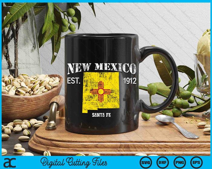 Vintage New Mexico US State Flag and Map Santa Fe SVG PNG Digital Cutting Files