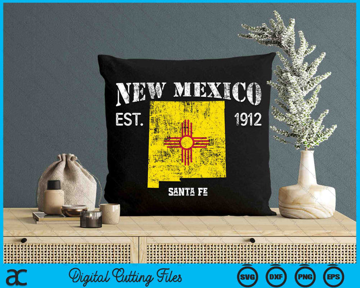 Vintage New Mexico US State Flag and Map Santa Fe SVG PNG Digital Cutting Files