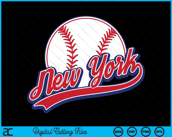 Vintage New York Cityscape honkbal SVG PNG digitale snijbestanden