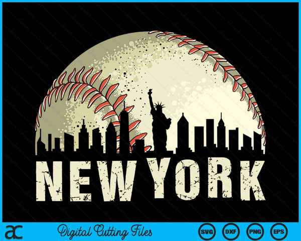 Vintage New York Cityscape Baseball Lover SVG PNG Cutting Printable Files
