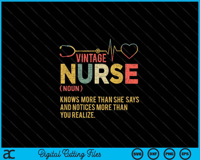 Vintage Nurse Definition Hospital Medical Nursing SVG PNG Digital Cutting Files