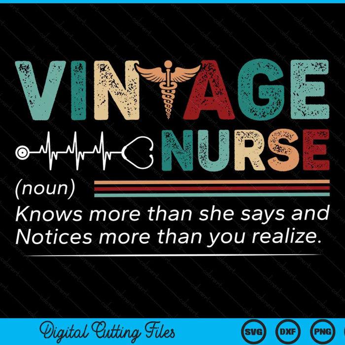 Vintage Nurse Definition Hospital Medical Registered Nursing SVG PNG Digital Cutting File