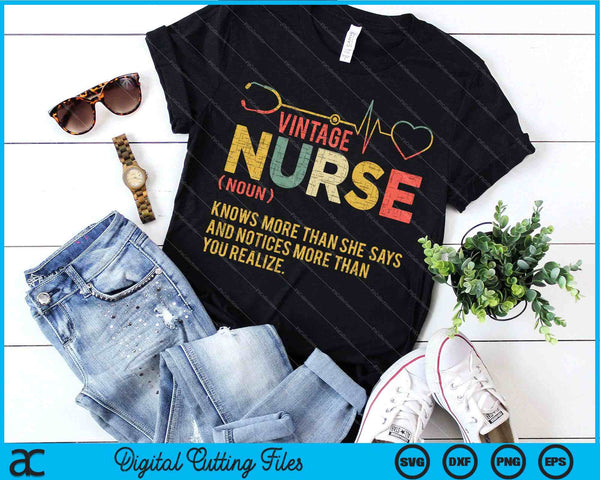 Vintage Nurse Definition Hospital Medical Nursing SVG PNG Digital Cutting Files