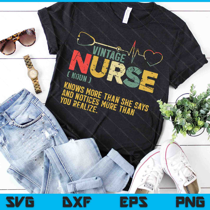 Vintage Nurse Definition Hospital Medical Registered Nursing SVG PNG Digital Cutting Files
